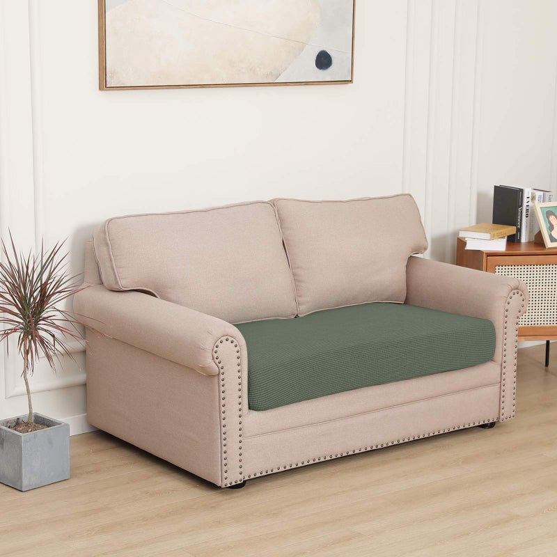 Easy-Going Stretch Loveseat Cushion Cover Sofa Cushion Furniture Protector Sofa Seat Sofa Slipcover Sofa Cover Soft Flexibility with Elastic Bottom(Loveseat Cushion, Greyish Green) - Image 2